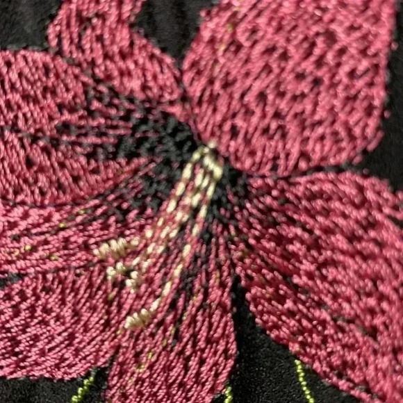 SKIES ARE BLUE WO SIZE 6 BLACK DRESS FLORAL EMBROIDERED HEART DESIGN BELL SLEEVE - Picture 4 of 14